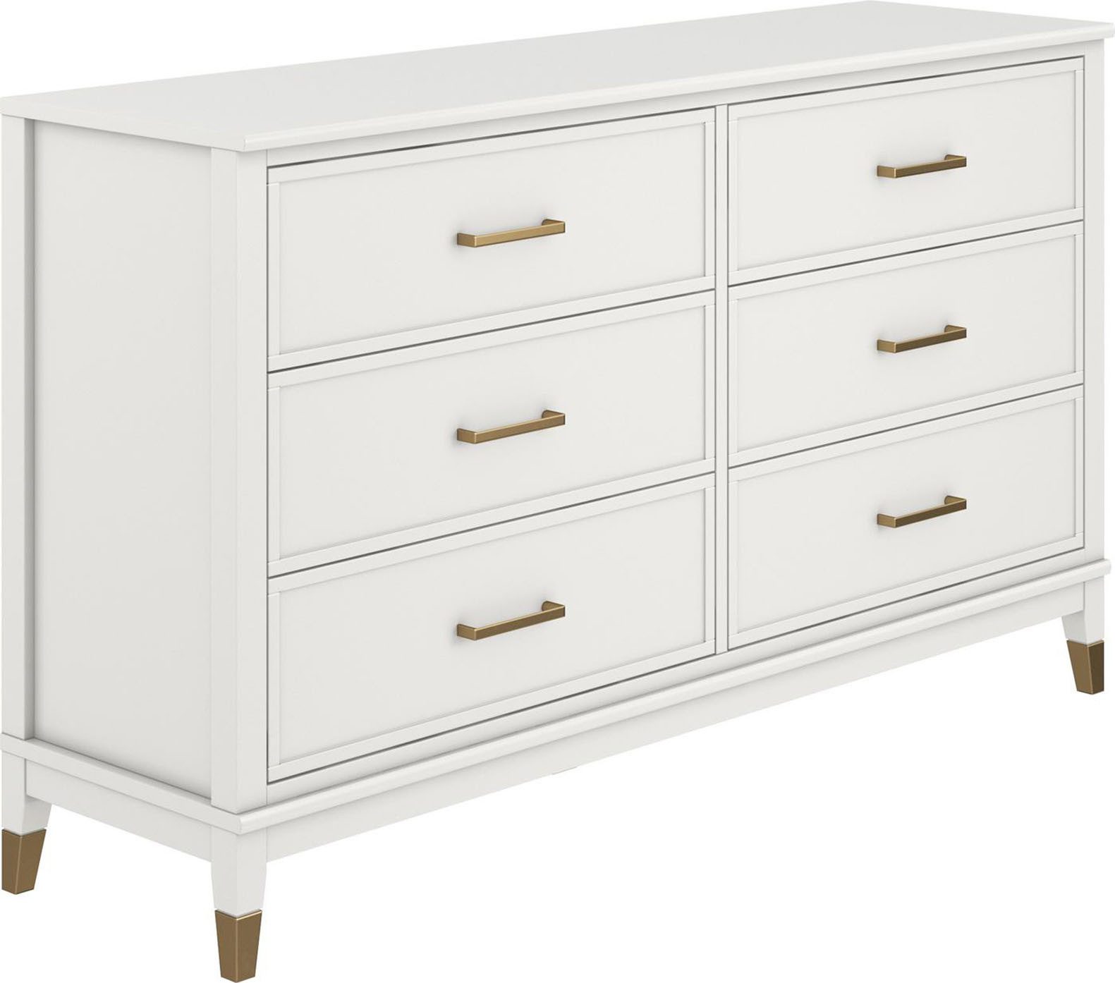 Dorel Home Kommode Westerleigh, mit 6 Schubladen, MDF, Beine aus Massivholz, Höhe 85 cm, Breite 145 cm