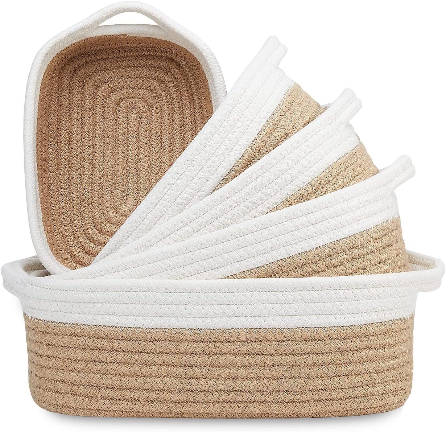feinlux Kiste Dekokiste 5er Set Aufbewahrungskörbe (Set, Korb Aufbewahrung Baumwollseil (5 St), feuchtigkeits- und staubdicht, leicht zu reinigen, schön und praktisch