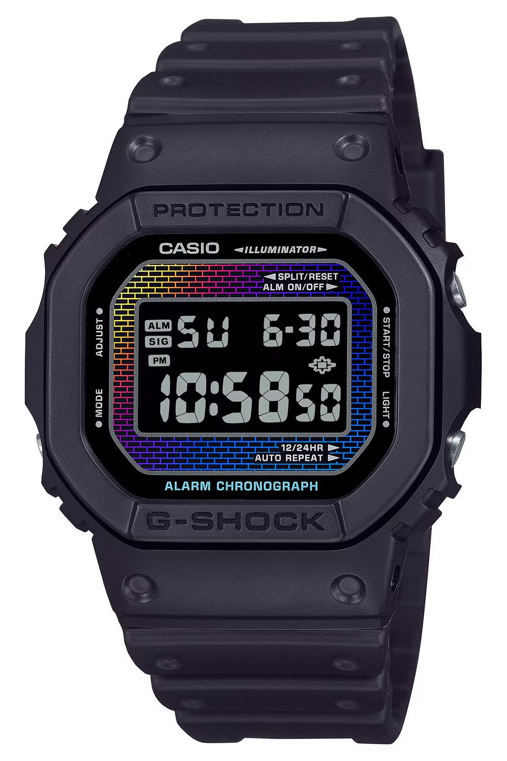 CASIO G-SHOCK Digitaluhr G-Shock Digital Schwarz/Regenbogen