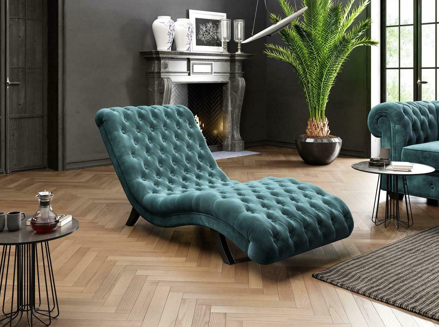 JVmoebel Chaiselongue Chesterfield Relaxliege aus Holz und Metall in elegantem Design, Made in Europa