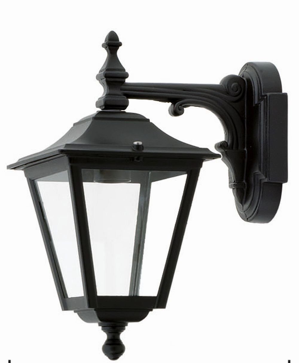 Licht-Erlebnisse Außen-Wandleuchte IP44 Hof Wandlampe E27 Rustikal ohne GENEVIEVE, Außenlampe Leuchtmittel, Aluminium außen Schwarz