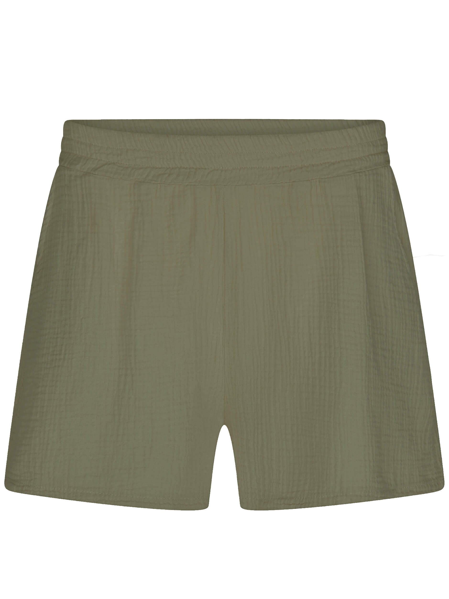 SASSYCLASSY Shorts Musselin Shorts für Damen Weiche High-Waist Baumwollshorts mit Gummibund und Eingriffstaschen