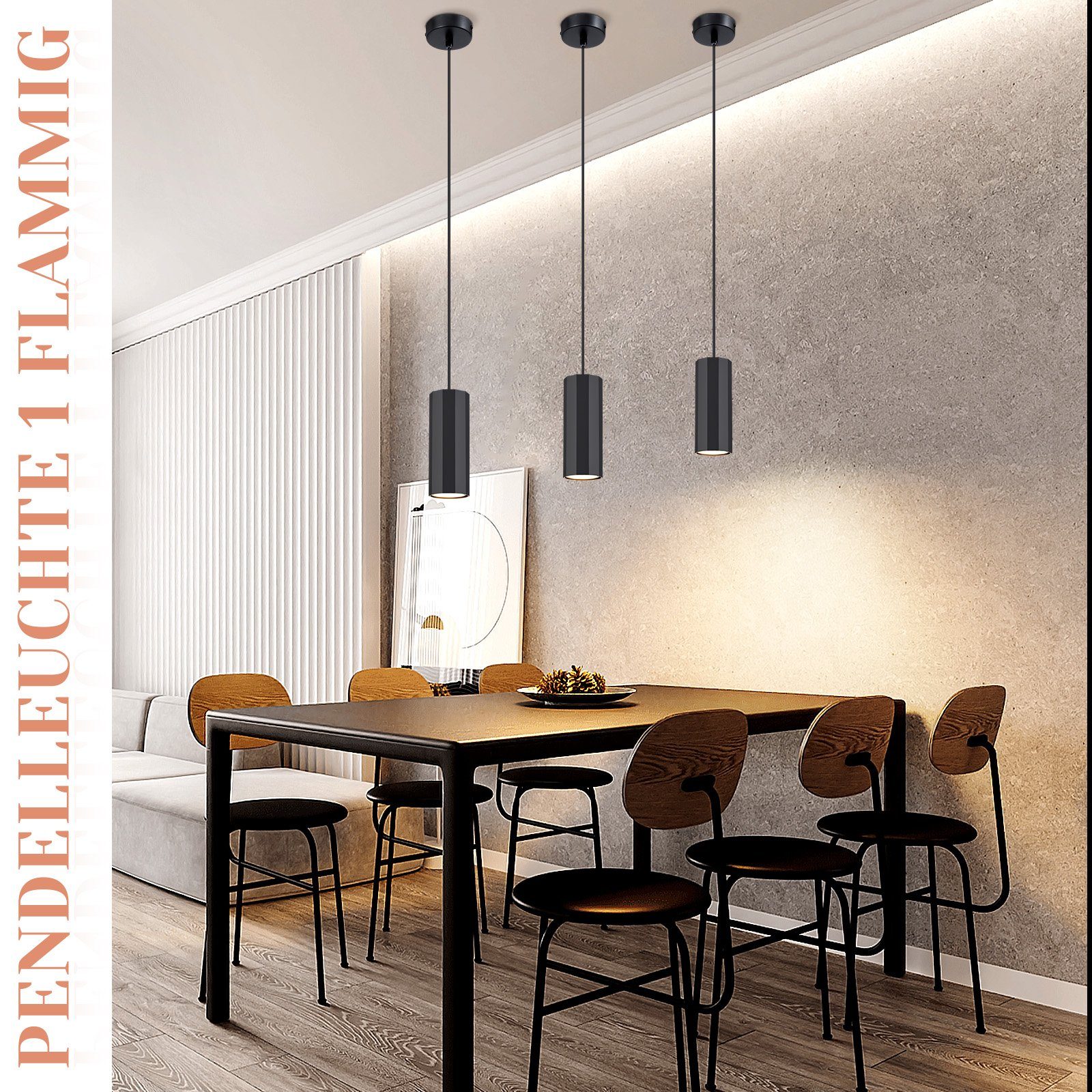 Nettlife Pendelleuchte Esszimmer Schwarz Hängeleuchte 1/3/4 günstig online kaufen