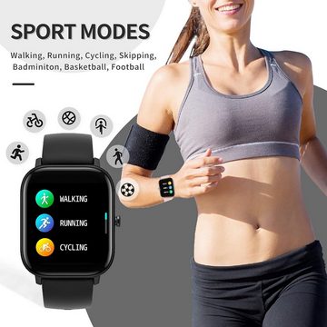 findtime Blutdruckmessung Smartwatch (1,04 Zoll, Android, iOS), Personalisiertem Bildschirm Sportuhr Musik Kamera Puls Schrittzähler