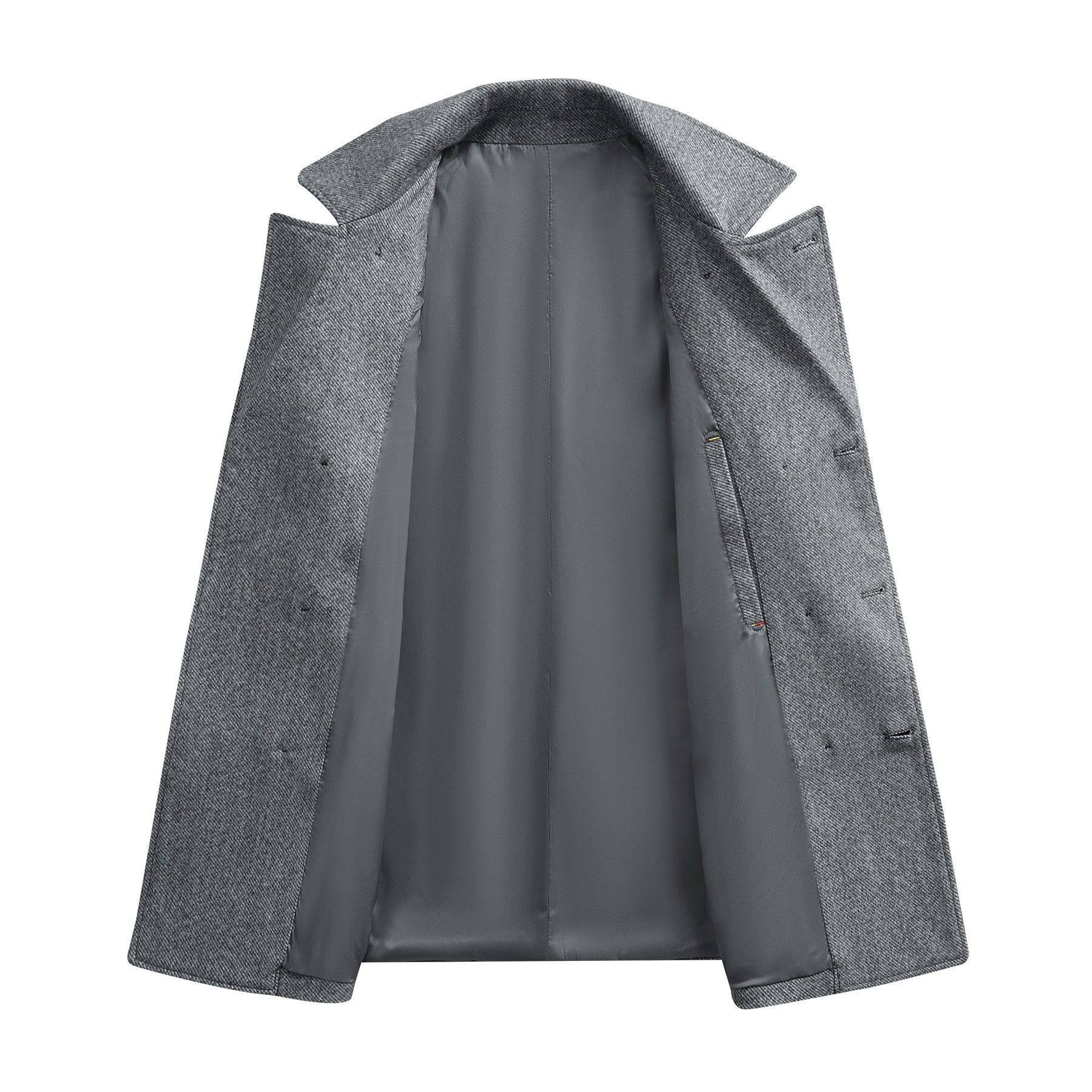 Allthemen Kurzmantel mit Reverskragen Wintermantel Twill Regular Fit Wollmantel