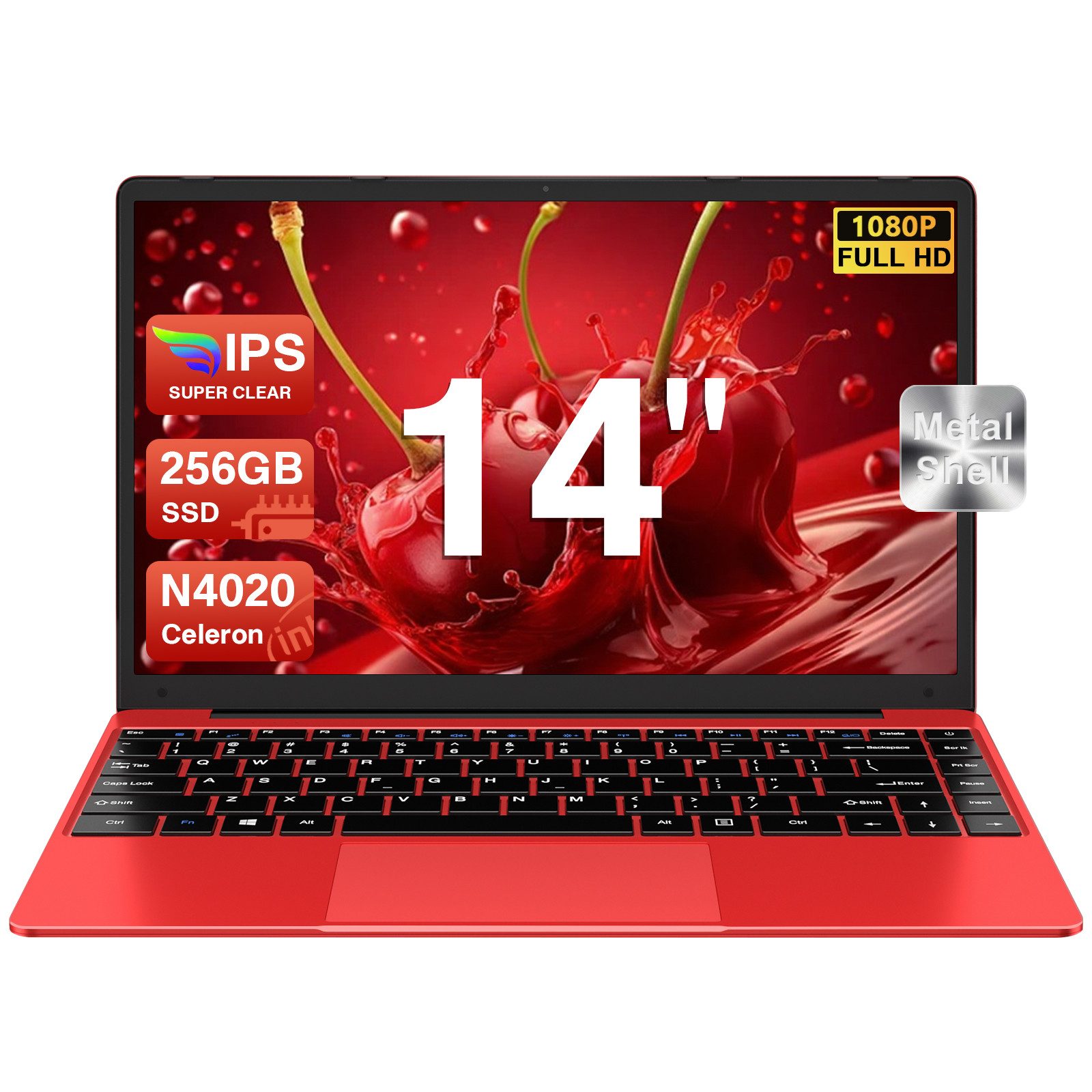 bvate Laptop, 14 Zoll, N4020, 6GB RAM, 128GB/512GB SSD Notebook Notebook (35 cm/14 Zoll, Celeron N4020 N4020 Celeron N4020, Celeron N4020, 6 GB, 128 GB SSD, 180° Drehung/Low Blue Light-Zertifizierung/Deutsche Tastaturaufkleber)