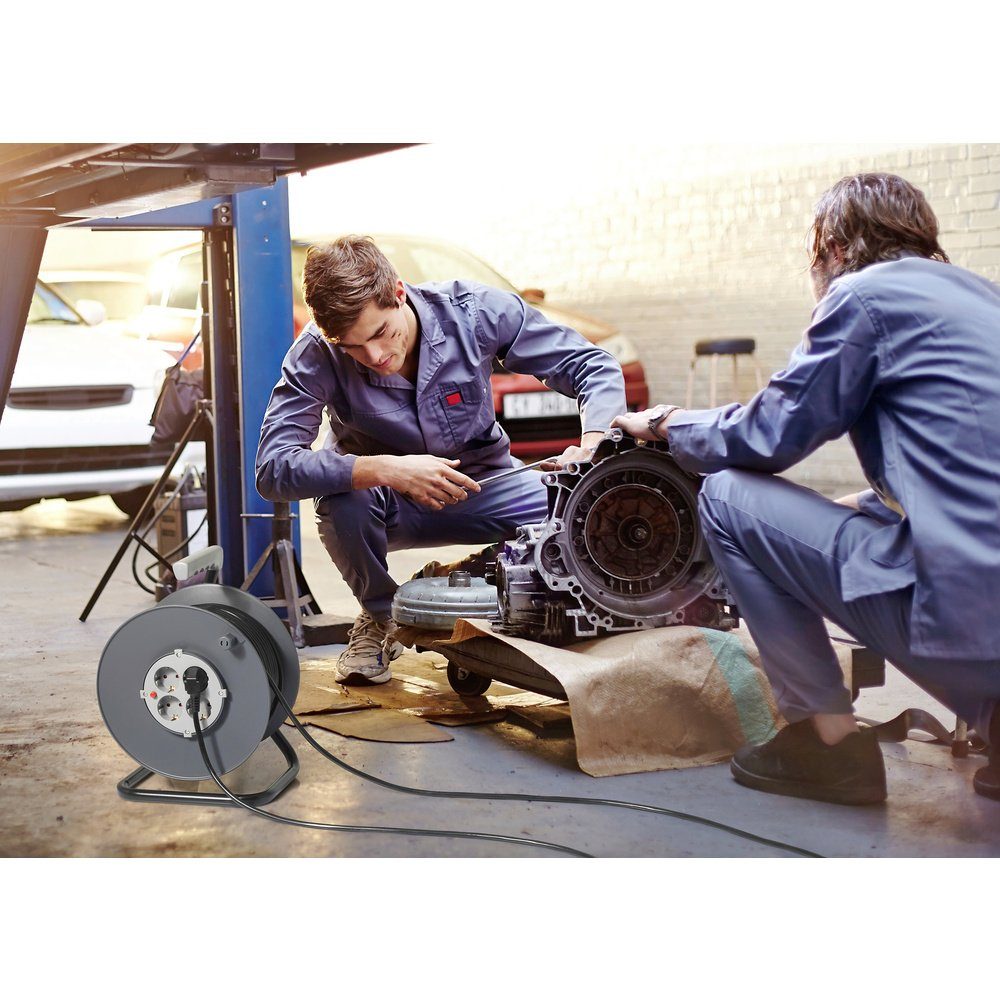 Sygonix Sygonix SY-5655928 Kabeltrommel 50 m Schwarz Schutzkontakt-Stecker günstig online kaufen