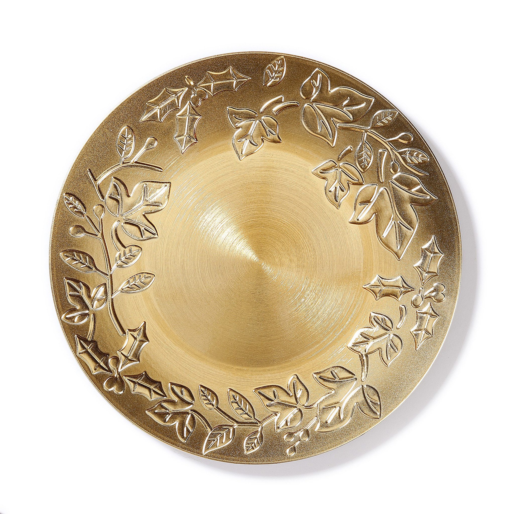 MAGIC by Inge Dekoschale, Dekoteller 33cm Kunststoff mit Mistelzweig Muster - Gold metallic