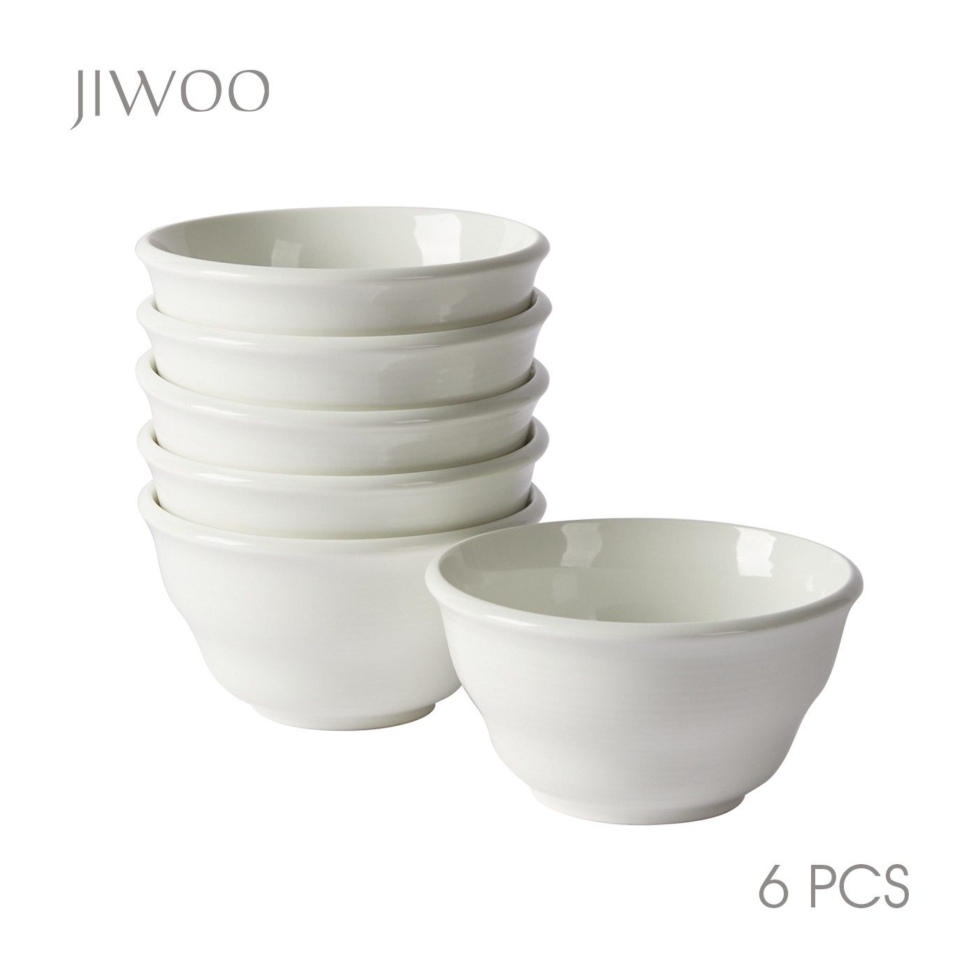 JIWOO Schüssel 6er Ø11,7cm, Müslischale Eisschale FrühstückSchale Dessertschale, Hochwertiges Keramik, (Schaleset, 6-tlg), Hochwertiges Schalen weiß Mikrowellenofen Spülmaschine Ø 11.7cm