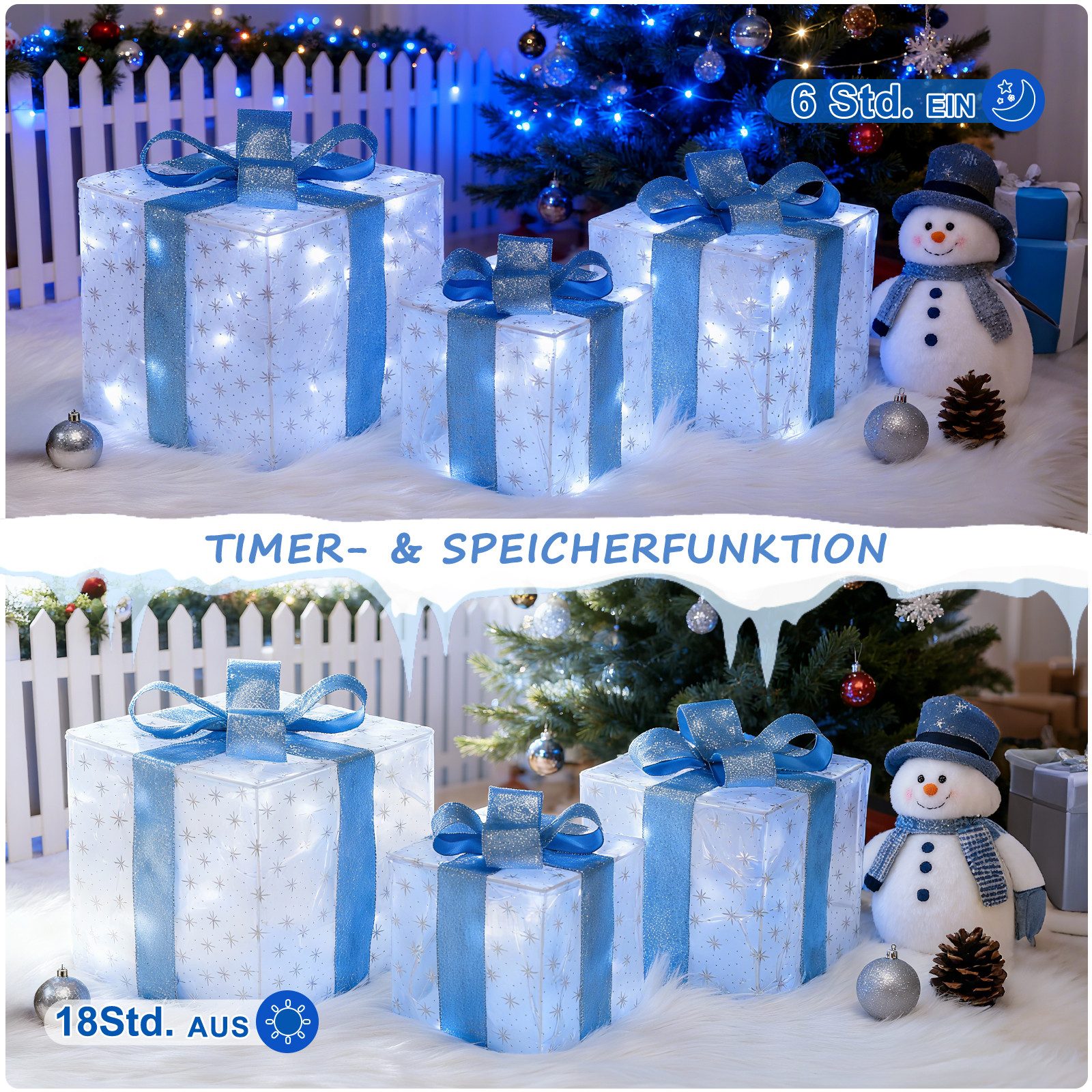 Elegear Weihnachtsfigur 3er-Set LED Geschenkbox Weihnachten günstig online kaufen