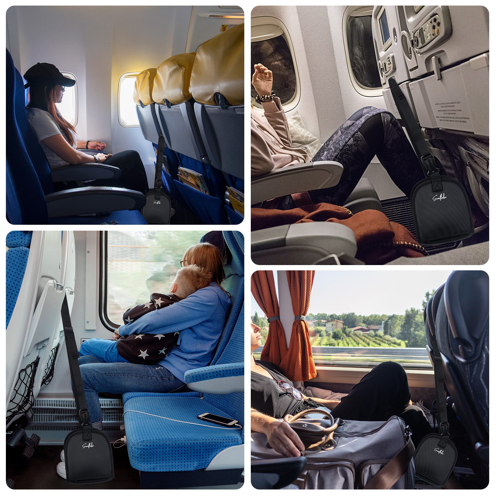Sunflake Fußstütze fürs Flugzeug, Bahn oder Bus - Reisefußstütze Höhenverstellbar