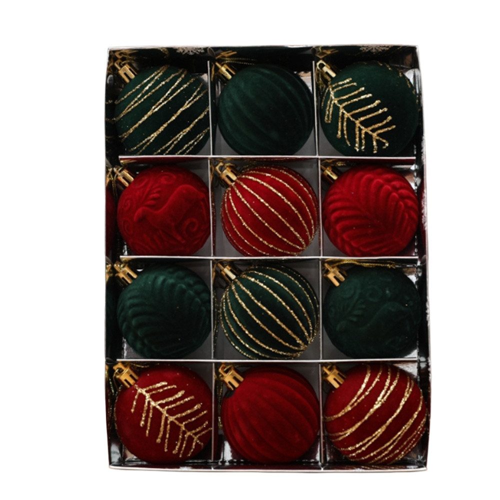 Cachito Weihnachtsbaumkugel Weihnachtskugeln aus Samt, 12er Set Samt Weihnachtsdeko, Christbaumschmuck
