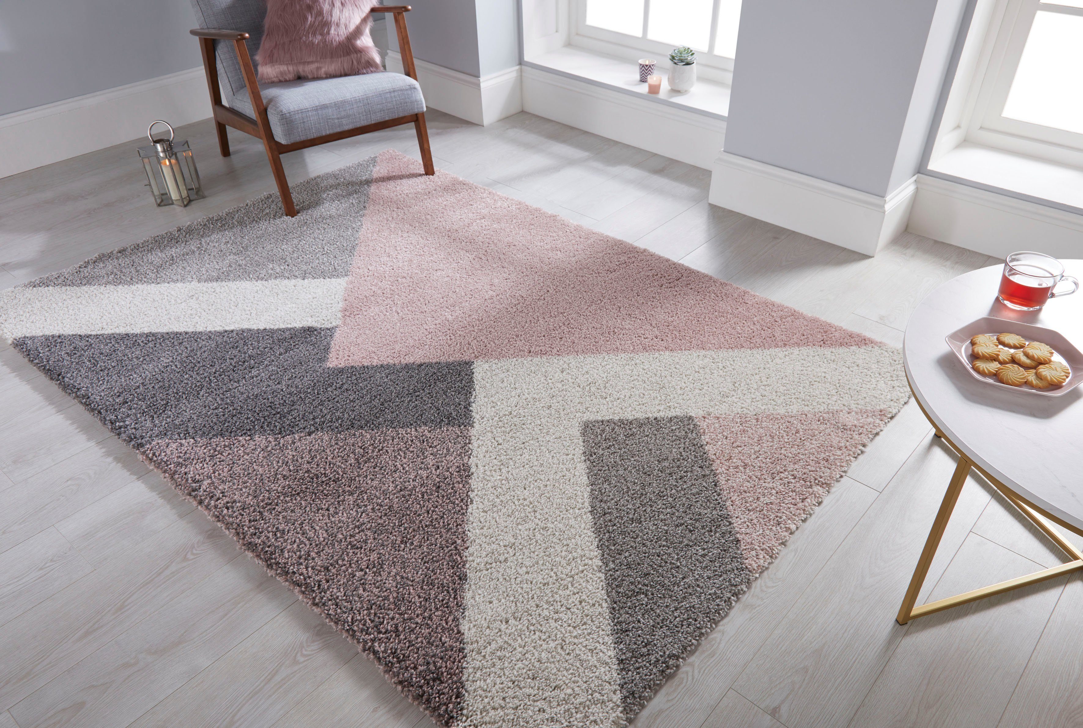 rechteckig, 30 Design, modernes Höhe: geometrisches Hochflor-Teppich RUGS, FLAIR Zula, mm, Muster, pflegeleicht