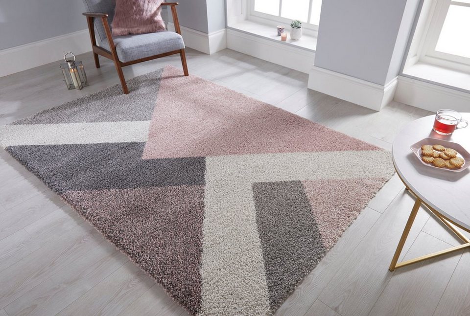 Hochflor-Teppich Zula, FLAIR RUGS, rechteckig, Höhe: 30 mm, modernes Design,  geometrisches Muster, pflegeleicht