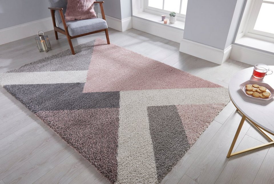 Hochflor-Teppich Muster, FLAIR RUGS, geometrisches modernes pflegeleicht Zula, rechteckig, Höhe: 30 Design, mm,