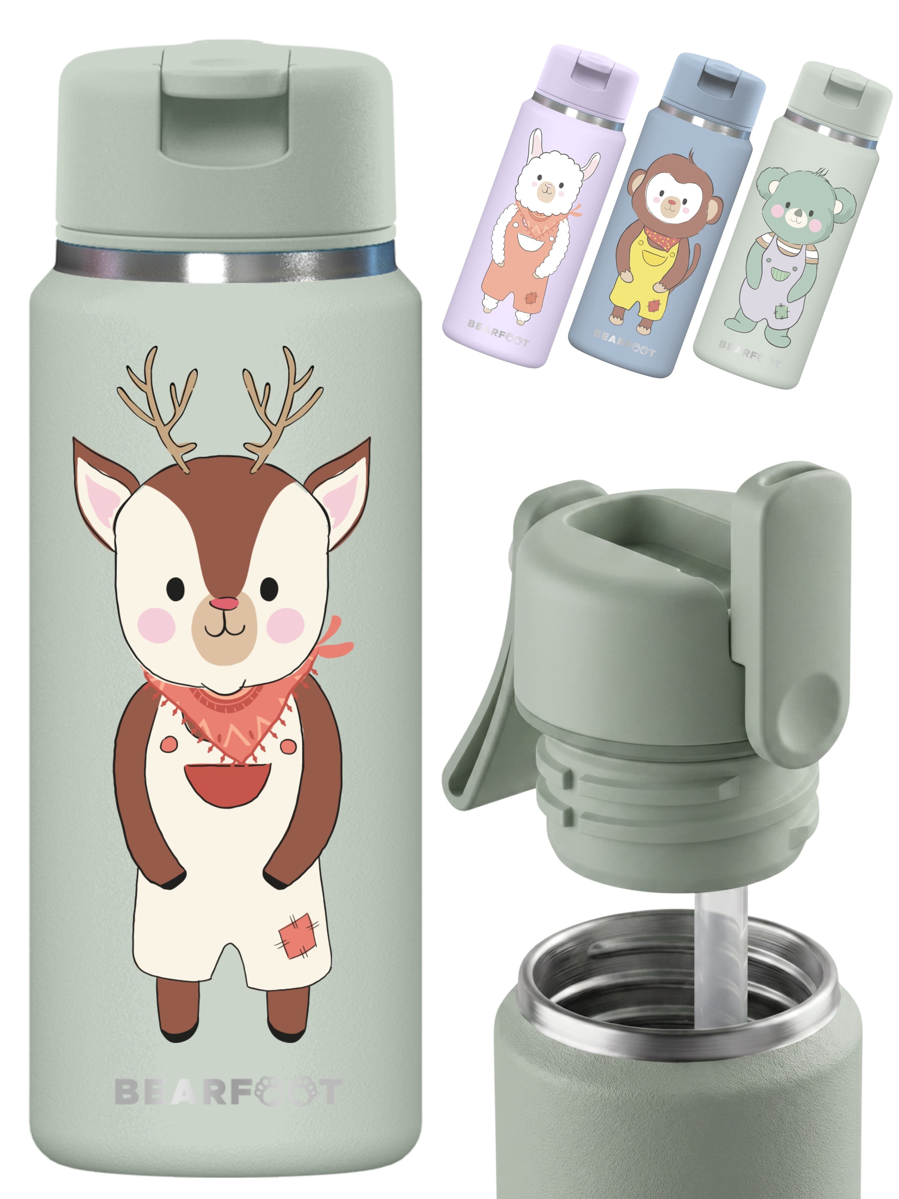 BEARFOOT Trinkflasche TINY Thermo Kinder Trinkflasche Edelstahl - Reh, Thermosflasche, auslaufsicher, Edelstahl, Kinderflasche, BPA-frei