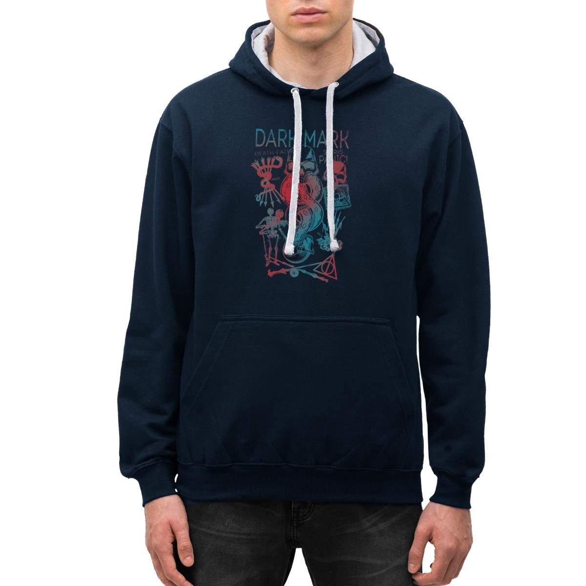 Spreadshirt Hoodie Harry Potter Dunkles Mal & Horkruxe Design Unisex Kontrast Hoodie (1-tlg)