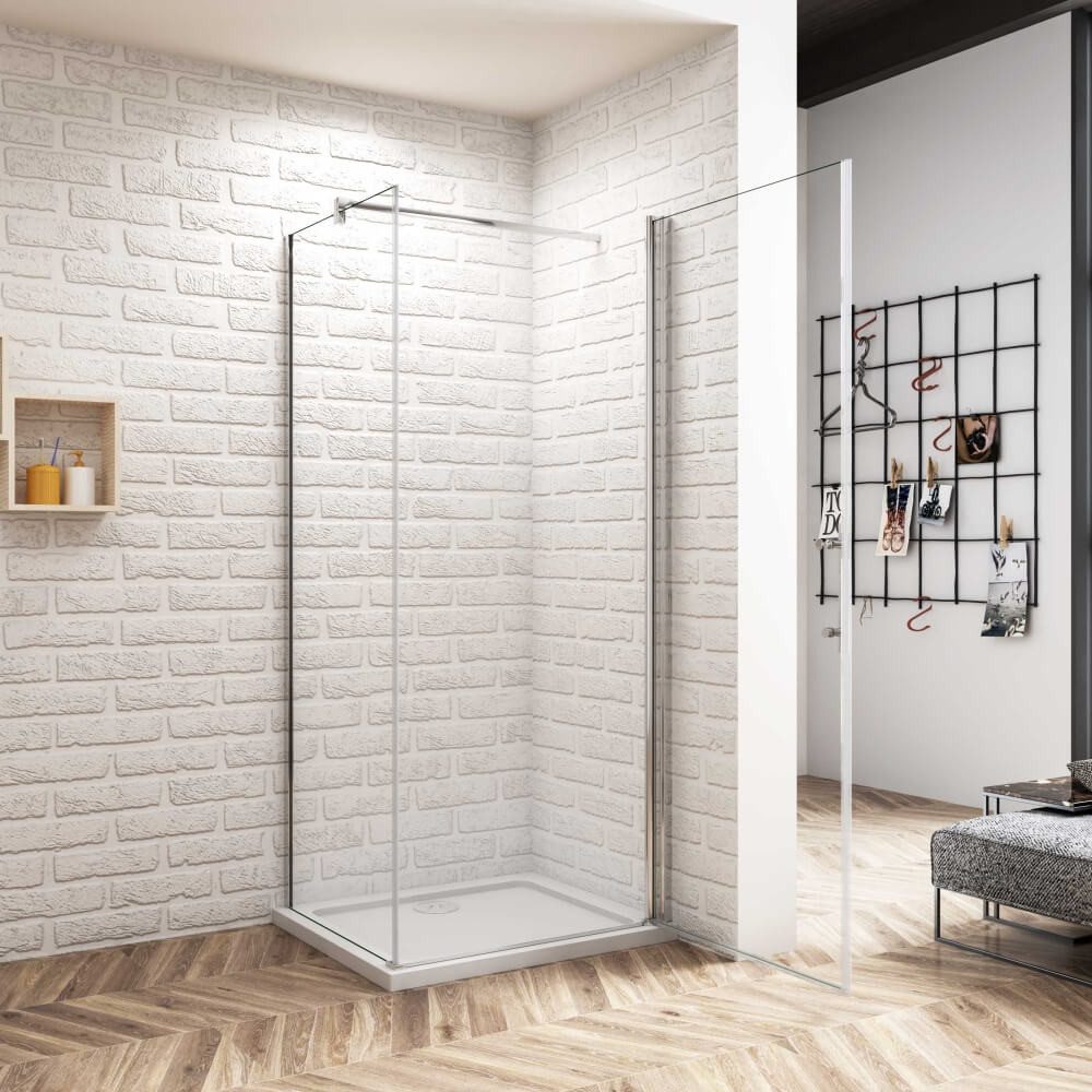 AICA Eckdusche H:197cm Pendeltür mit Seitenwand Glastür Duschtür Duschkabine, BxT: 80x70 cm, Sicherheitsglas, ebenerdiger Einbau möglich