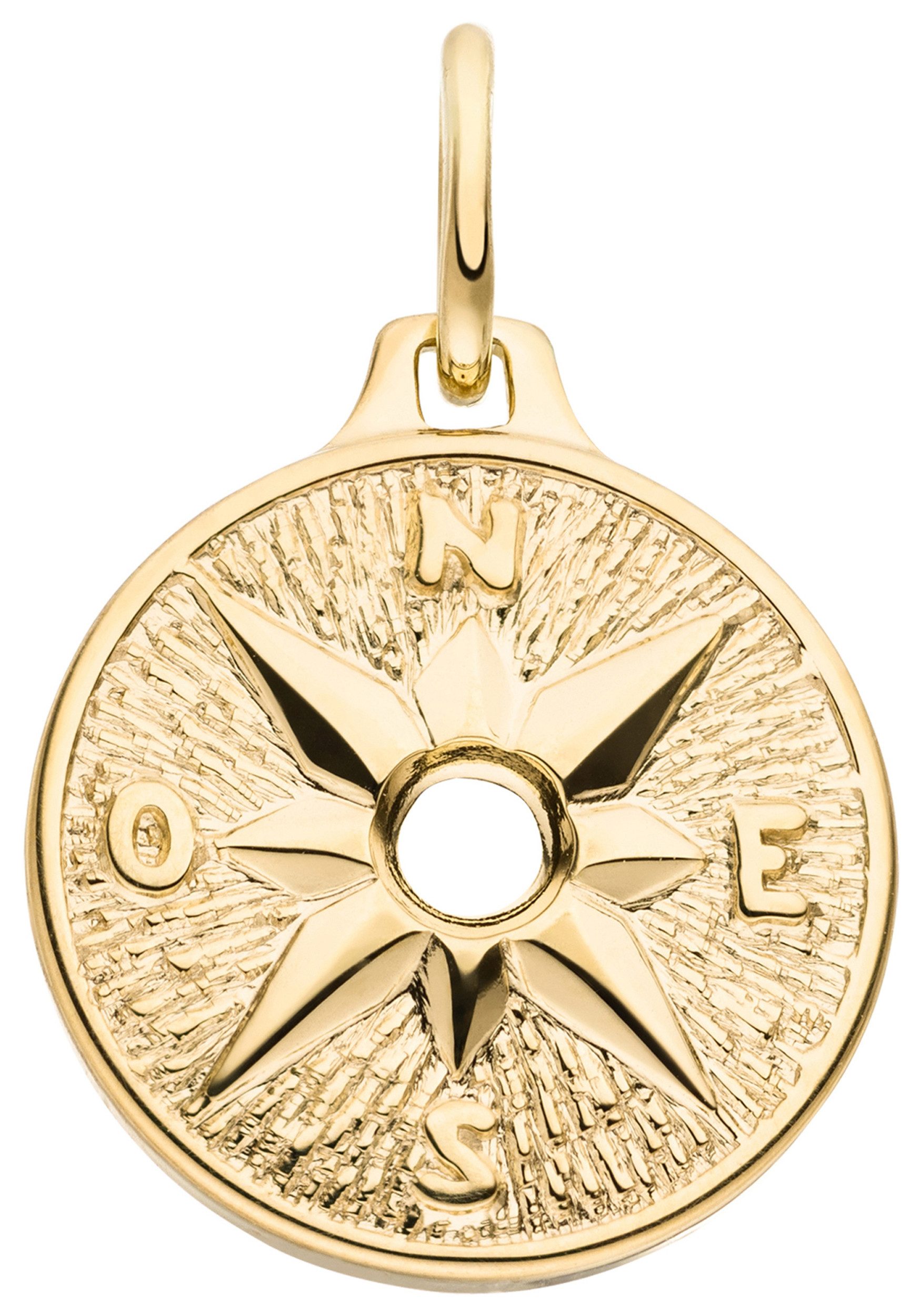 JOBO Kettenanhänger Windrose Kompassrose, 375 Gold 12 mm