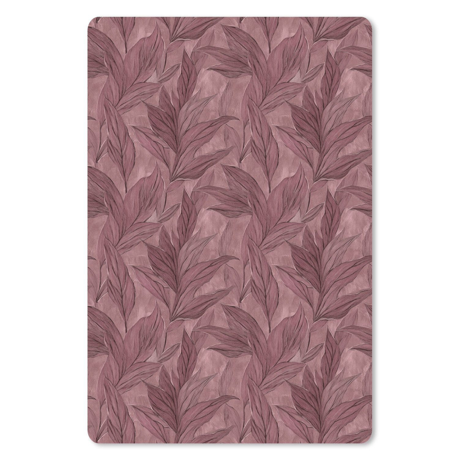 MuchoWow Mauspad Blätter - Muster - Lila (1-St), Maus Pad Klein, Gaming Zubehör, Büro Deko, 13x20 cm