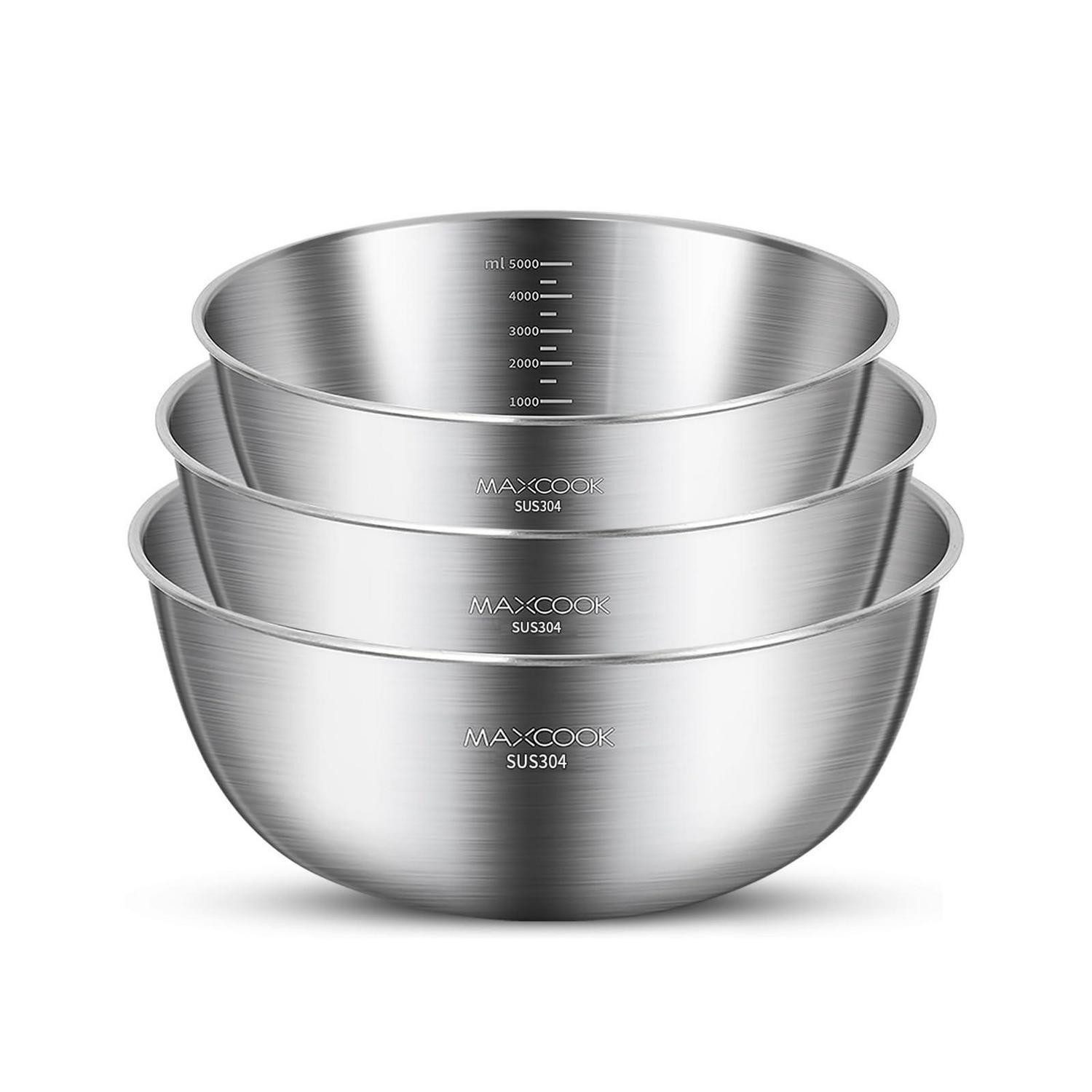 LuxusKollektion Rührschüssel Rührschüsselset Edelstahl 3-teilig, Metall, (3-tlg)