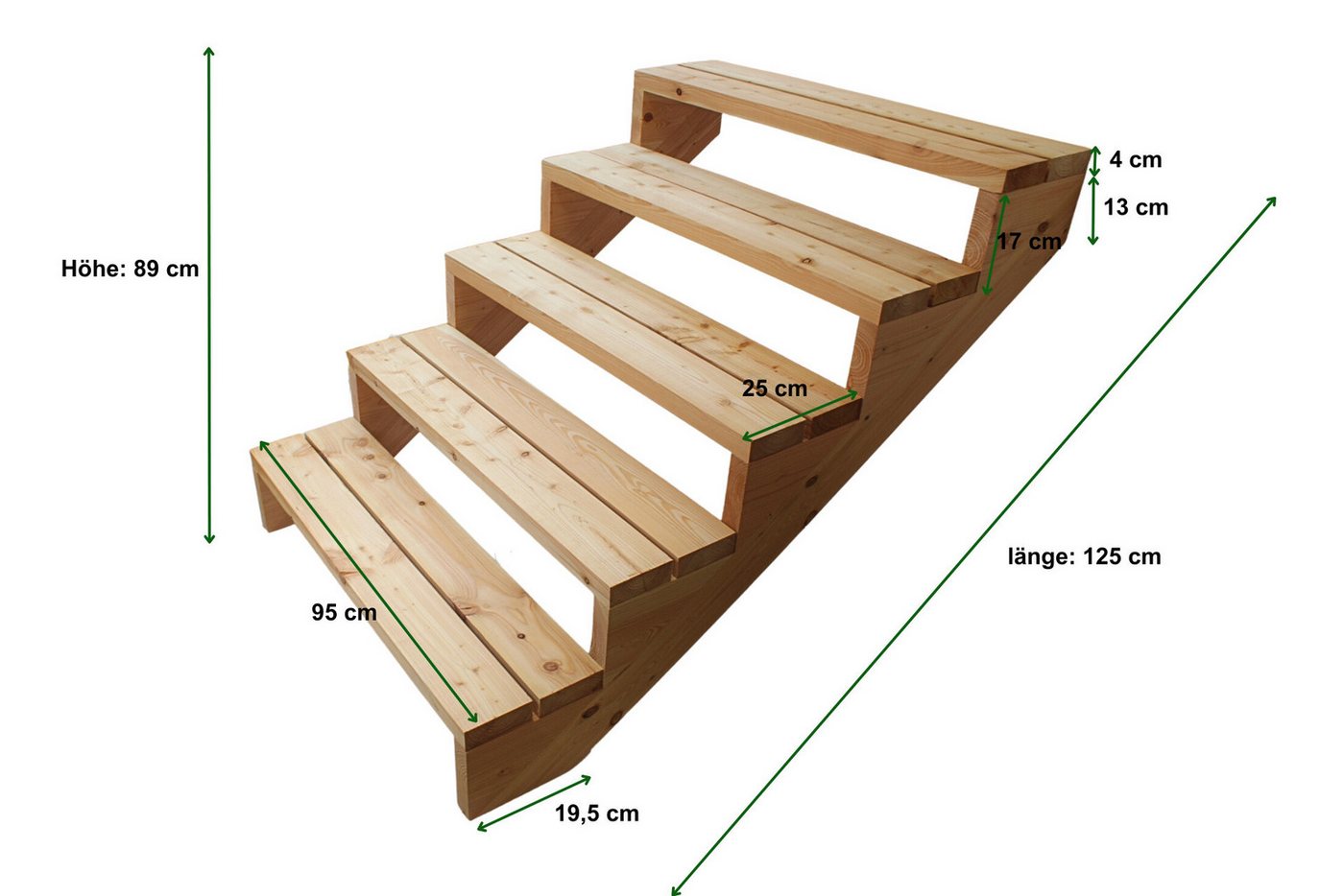 Thumbnail - Gartenwelt Riegelsberger Treppenstufe Terrassentreppe aus Lärche Treppe Stufen Wangentreppe
