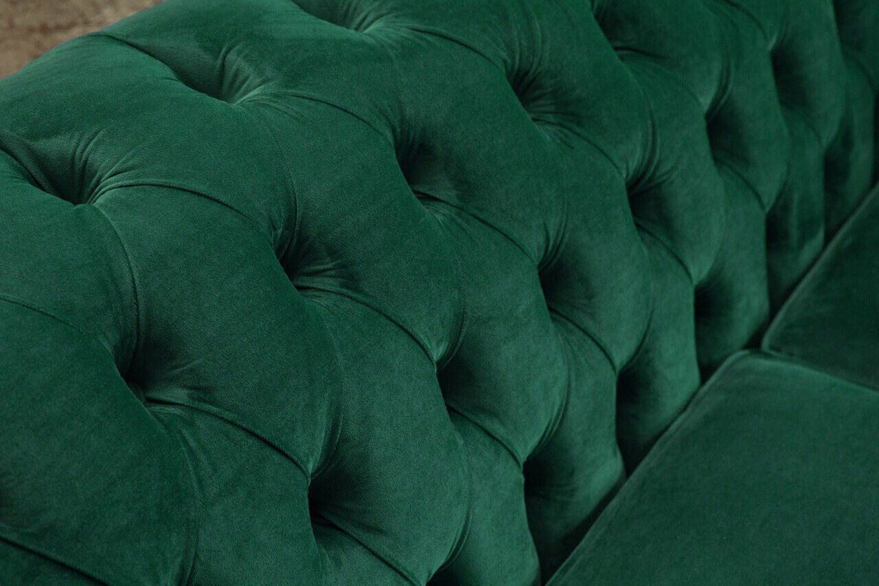 JVmoebel Chesterfield-Sofa Sofa 3 Sitzer Sitz mit design Knöpfen. Rückenlehne Textil Chesterfield Die Samt, Couch Polster