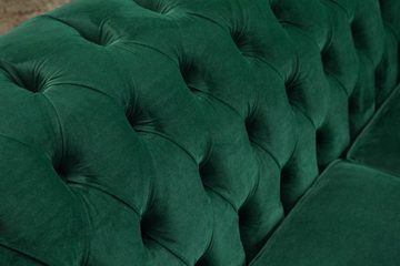 JVmoebel Chesterfield-Sofa Sofa 3 Sitzer Couch Chesterfield Polster Sitz Textil design Samt, Die Rückenlehne mit Knöpfen.