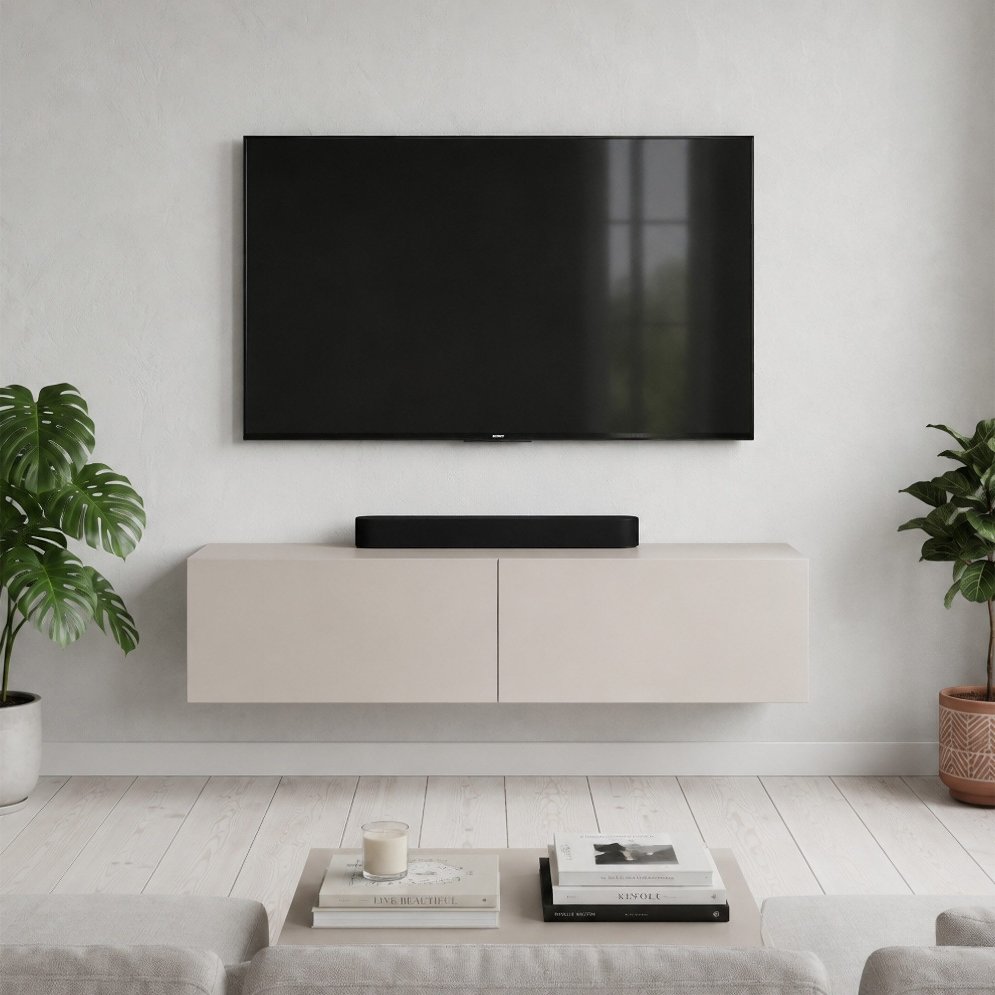 Planetmöbel TV-Schrank West TV-Board, Fernsehtisch 140 cm lang, TV-Lowboard (für Fernseher bis 65 Zoll, TV Schrank viel Stauraum, 1-St., sideboard hängend, Fernsehschrank 140 x 30 x 37,5 cm) kaschmir