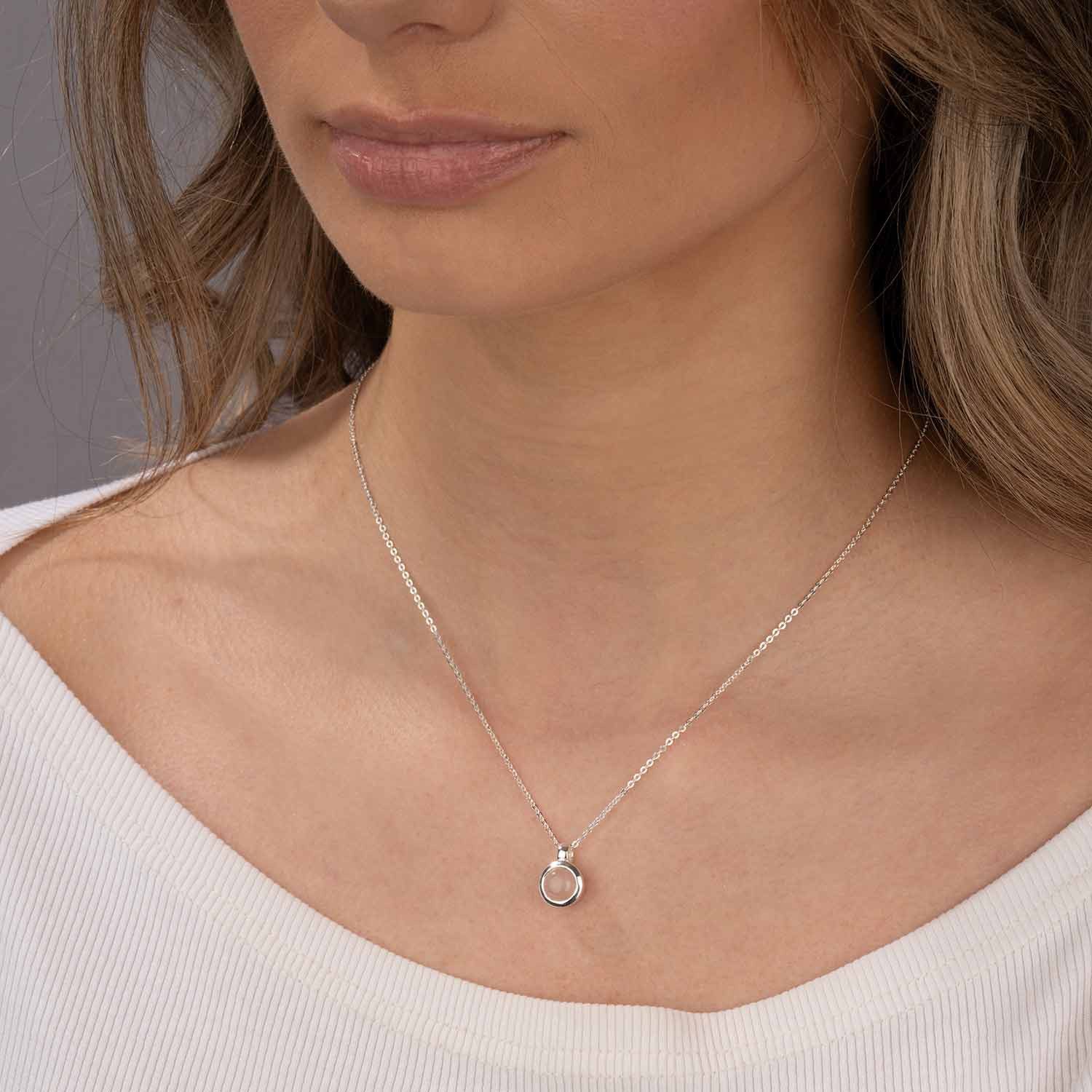 Materia Kettenanhänger Rosenquarz Edelstein Anhänger Rosa rund KA-38, 925 S günstig online kaufen