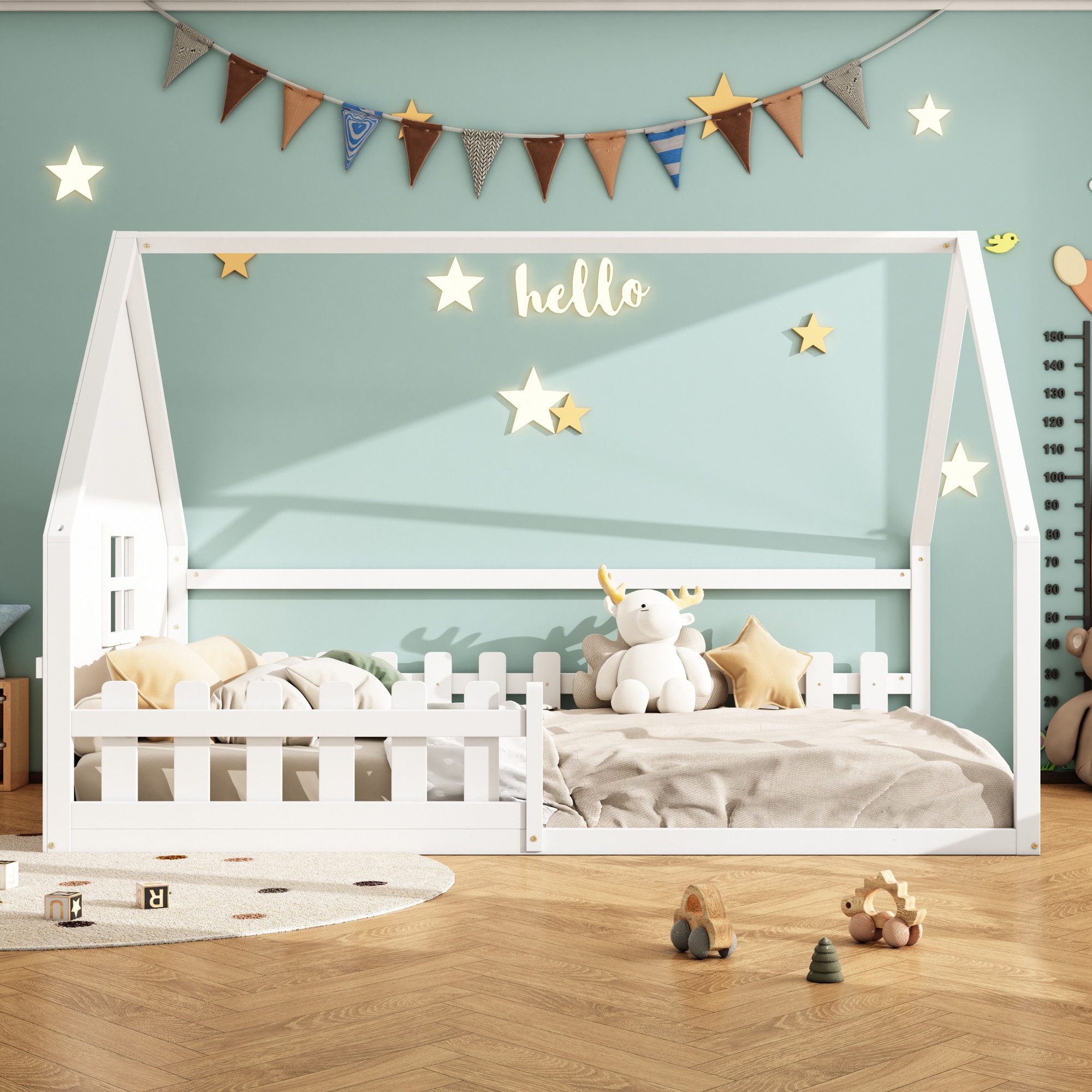 REDOM Kinderbett Flachbett,mit HausDesign (Kinderbett mit günstig online kaufen