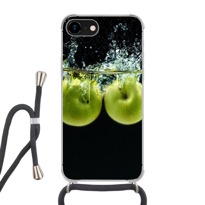MuchoWow Handyhülle Äpfel - Obst - Wasser - Schwarz - Grün Handyhülle Telefonhülle Apple iPhone 8