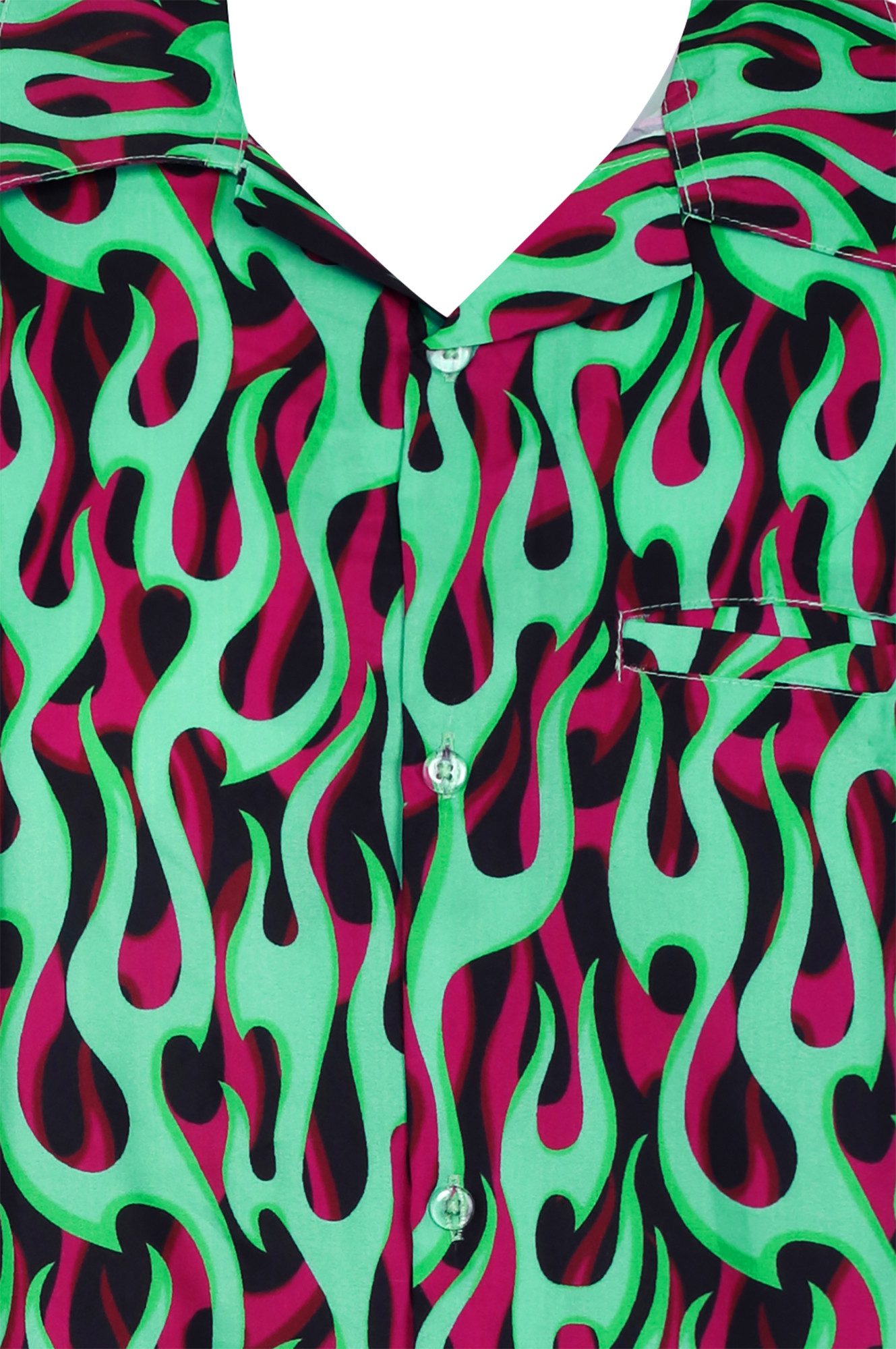 King Kameha Hawaiihemd Flames Allover Funky Hawaii-Hemd Kurzarm Front-Tasche Stylish Unisex