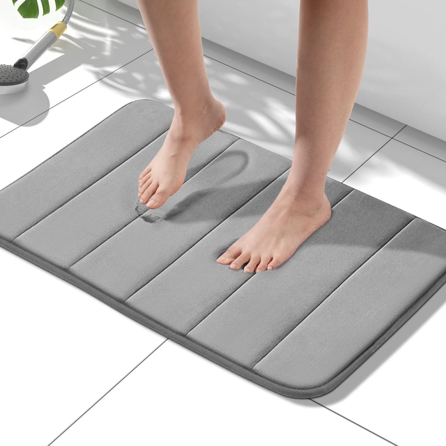 LuxusKollektion Schaum-Badematte Badematte Memory Schaum Grau 40x60cm, Höhe 12 mm, Memory Schaum, Textil, rechteckig