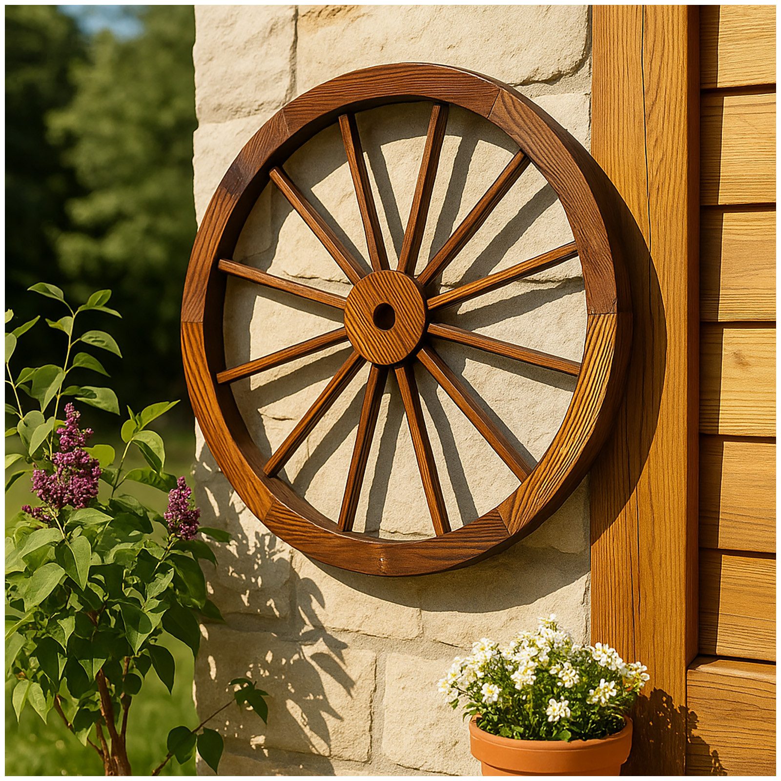 HTI-Line Gartenfigur Wagenrad Sommerset, (Stück, 1 St., 1 Wagenrad), Gartendekoration rustikal