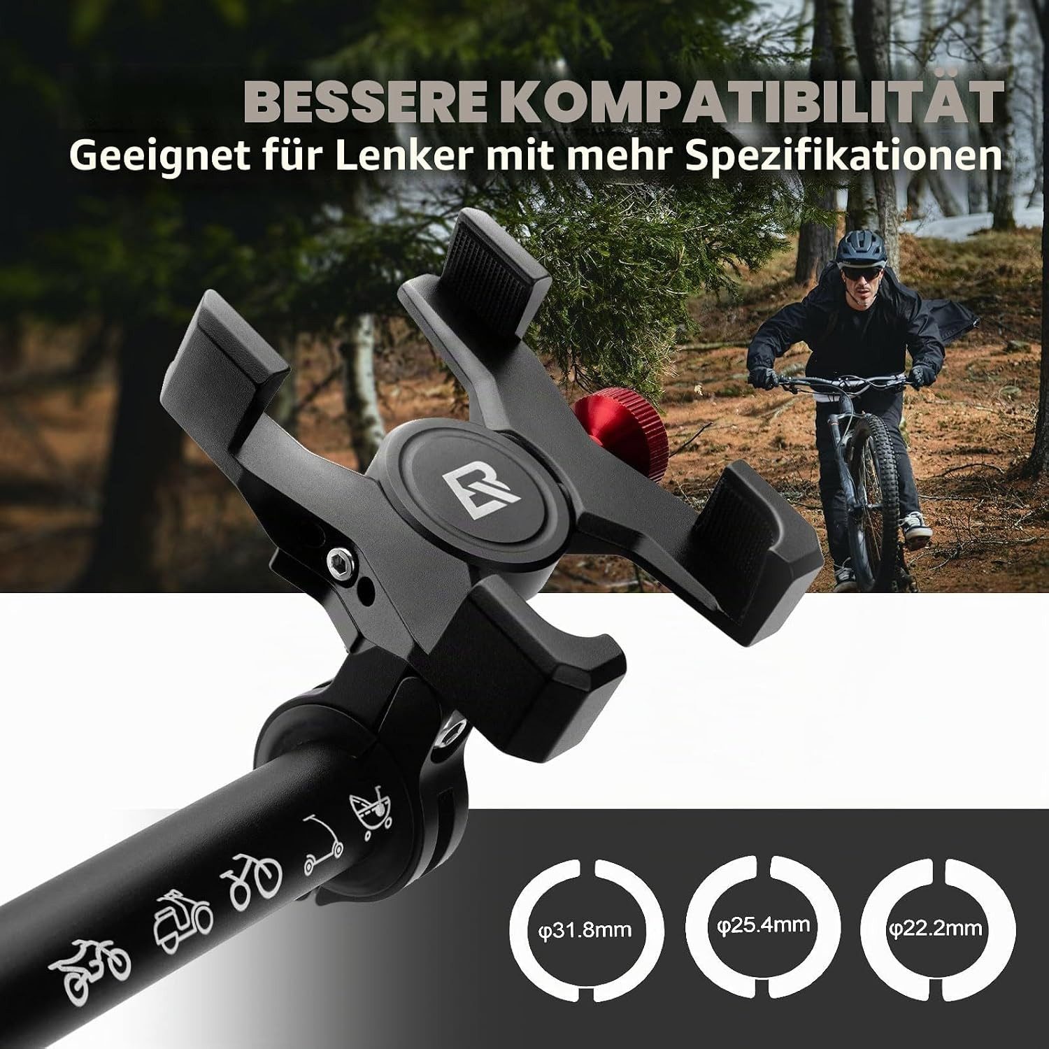 ROCKBROS Handy-Halterung Wasserdichter Alu-Handyhalter für Fahrrad und Motorrad