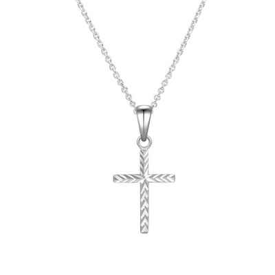 SCHOSCHON Kette mit Anhänger Anhängerkette Kreuz diamantiert Silber 925, Geschenk Mädchen Konfirmation Firmung Kommunion