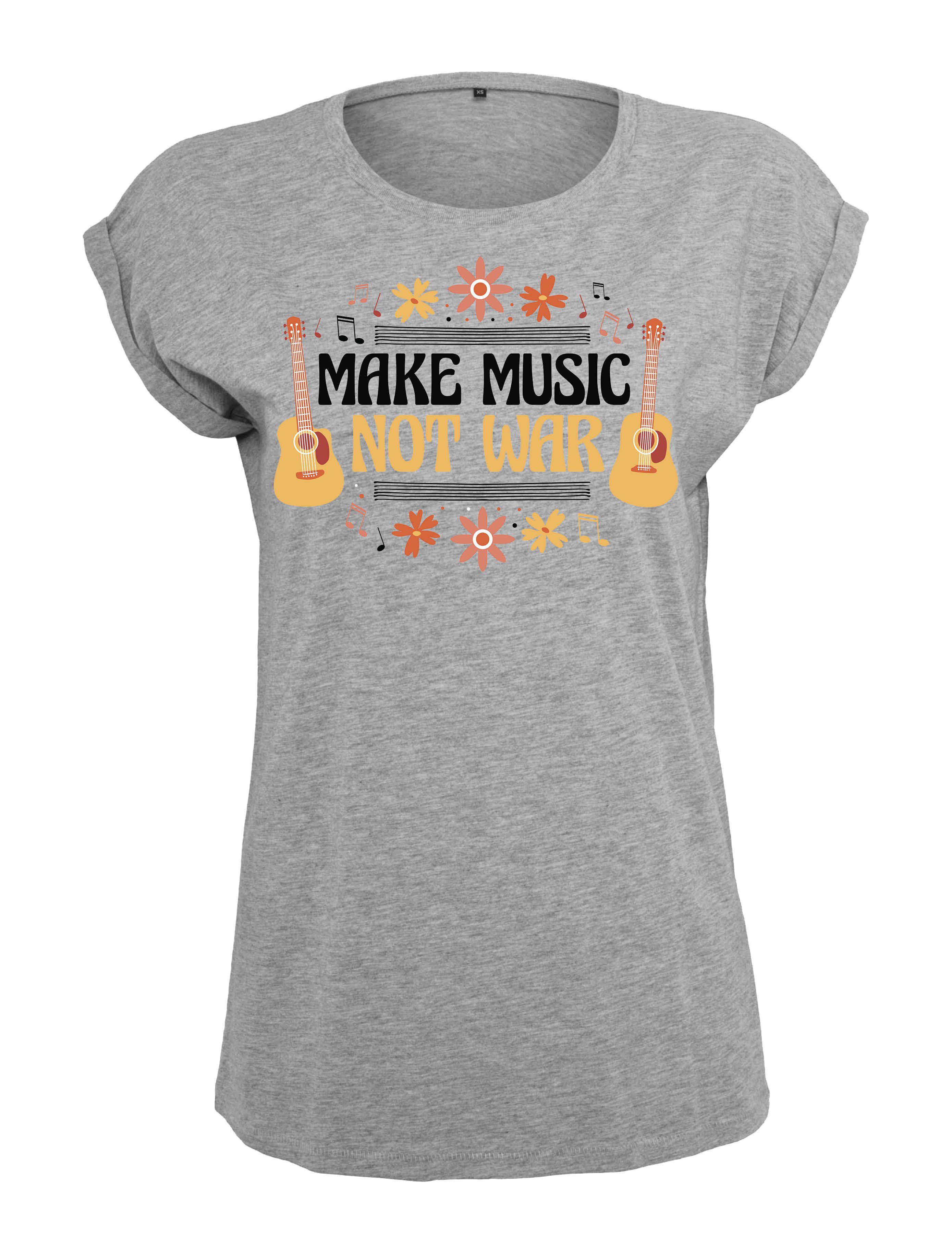 Print-Shirt "Make Music Not War" Damen T-Shirt Statement Geschenk Frauen Motiv