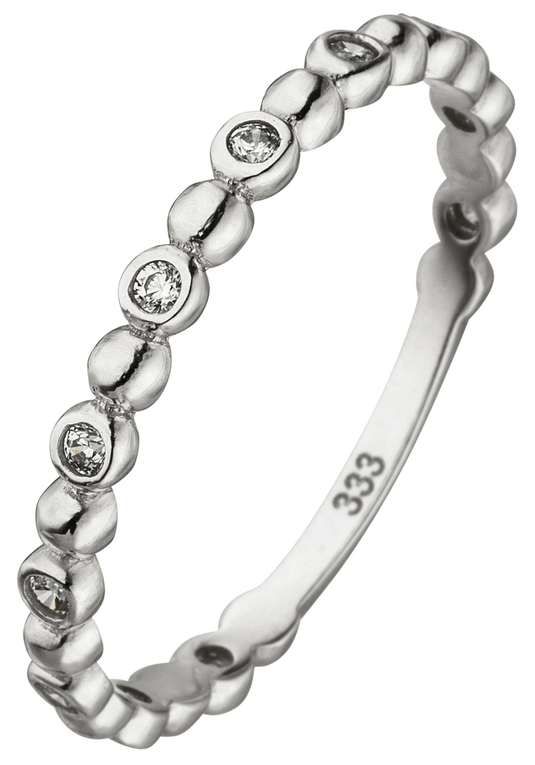 JOBO Fingerring Kugelring, 333 Weißgold mit 11 Zirkonia günstig online kaufen