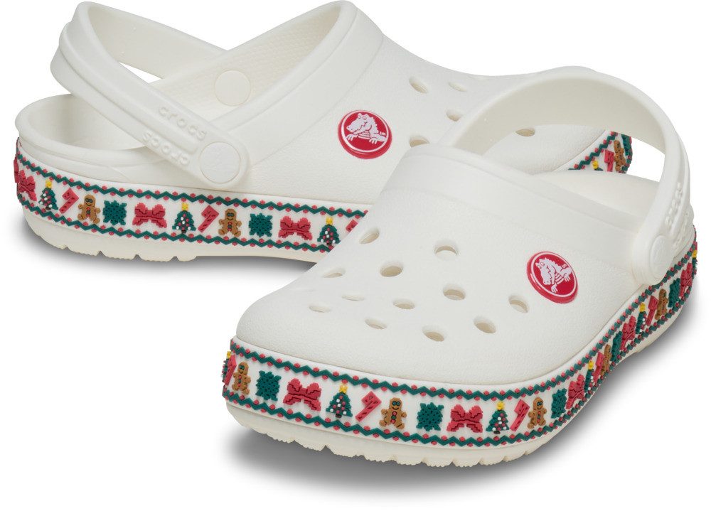 Crocs Crocband Holiday Clog T Clog Weihnachtsschuh, Hausschuh mit buntem Festive Print