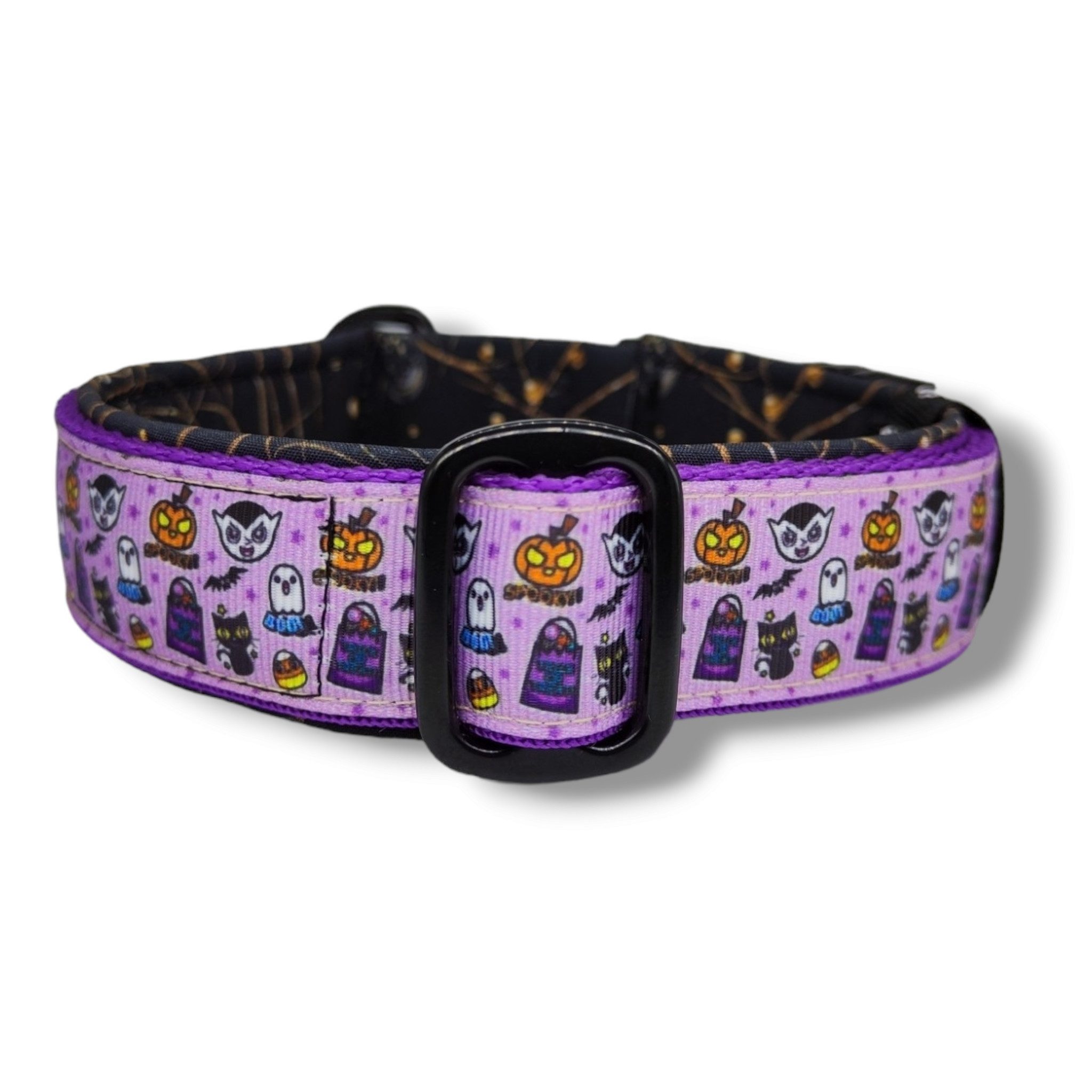 D by E Couture Hunde-Halsband "Halloween Miniatures I", gepolstert, verstellbar, 30mm breit, Handmade