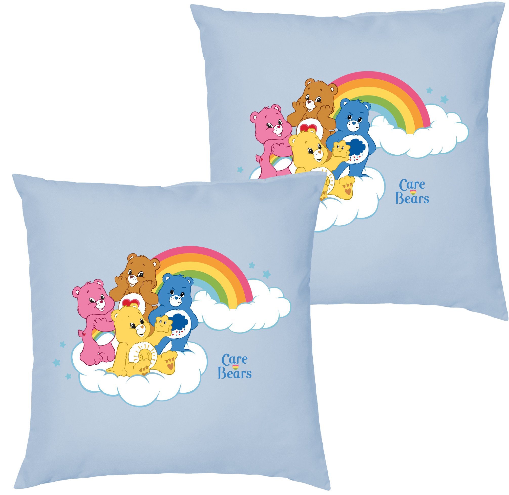 Blondie & Brownie Dekokissen Glücksbärchis Care Bears Hab-Dich-lieb Bärchis Wolkenland mit Füllung Hellblau