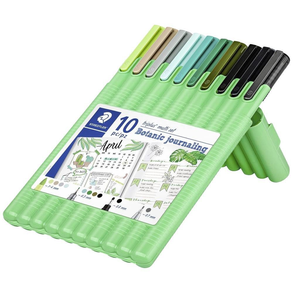 Staedtler Triplus Fineliner 334 RC10 – 10 Penne A Punta Fine 0,3 Mm, Colori Assortiti, In Plastica Riciclata, Anti Seccamento
