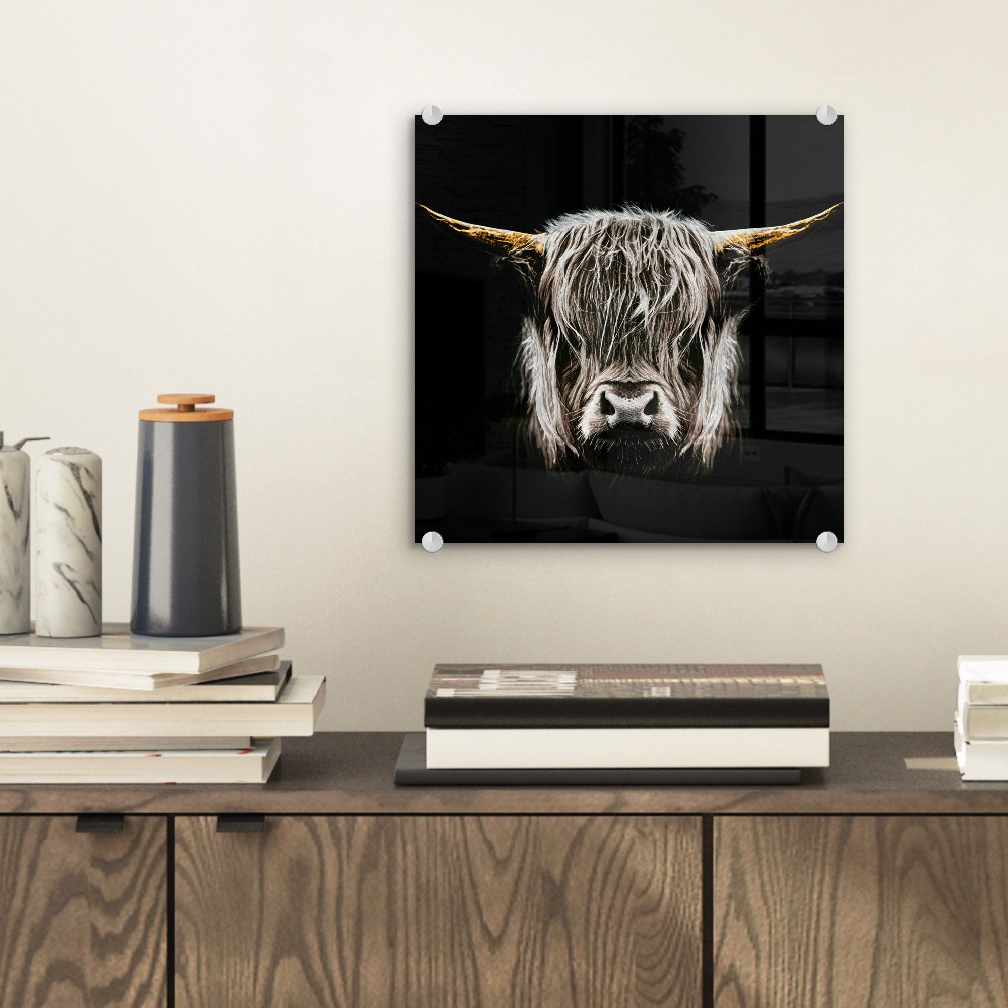 MuchoWow Acrylglasbild Schottischer Highlander - Gold günstig online kaufen