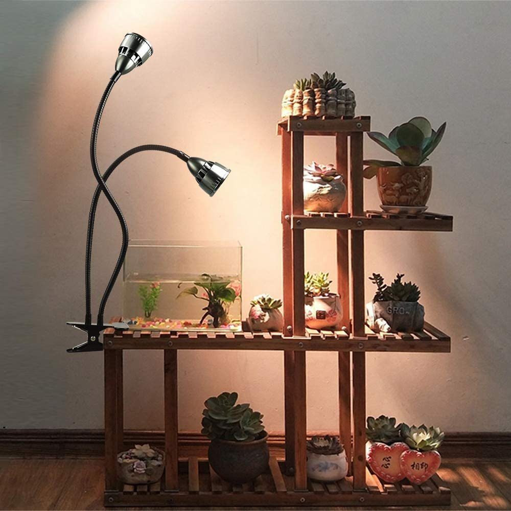 Rosnek Pflanzenlampe LED Grow Light,Doppelkopf,Vollspektrum,Timer,Clip-On,U günstig online kaufen