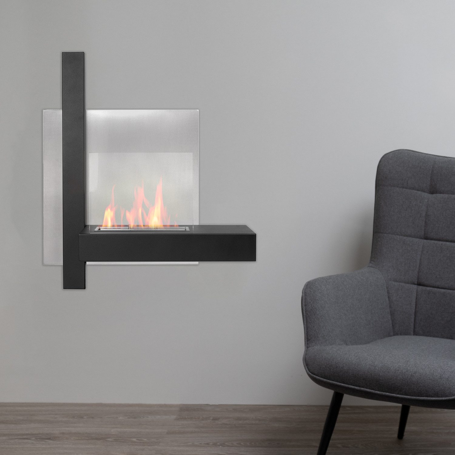 Moritz Dekokamin Wandkamin 75 x 66 x 27 cm L-Form 1,5 Liter Brenner, Ethano günstig online kaufen