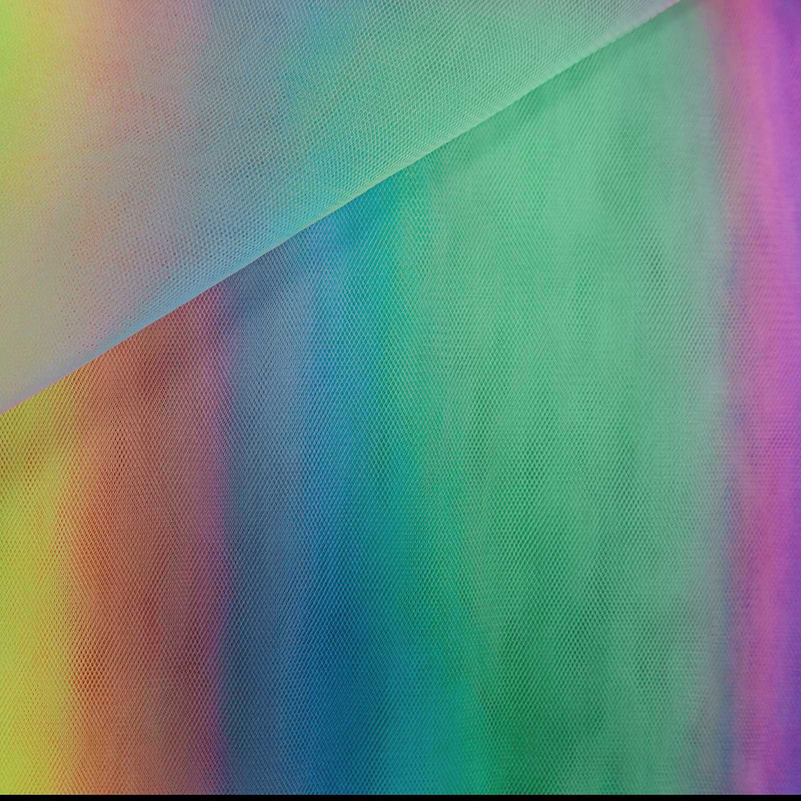 maDDma Stoff Soft-Tüll Kostümstoff Regenbogen Feintüll 1 x 1,45 m Meterware, Regenbogen ohne Glitzer