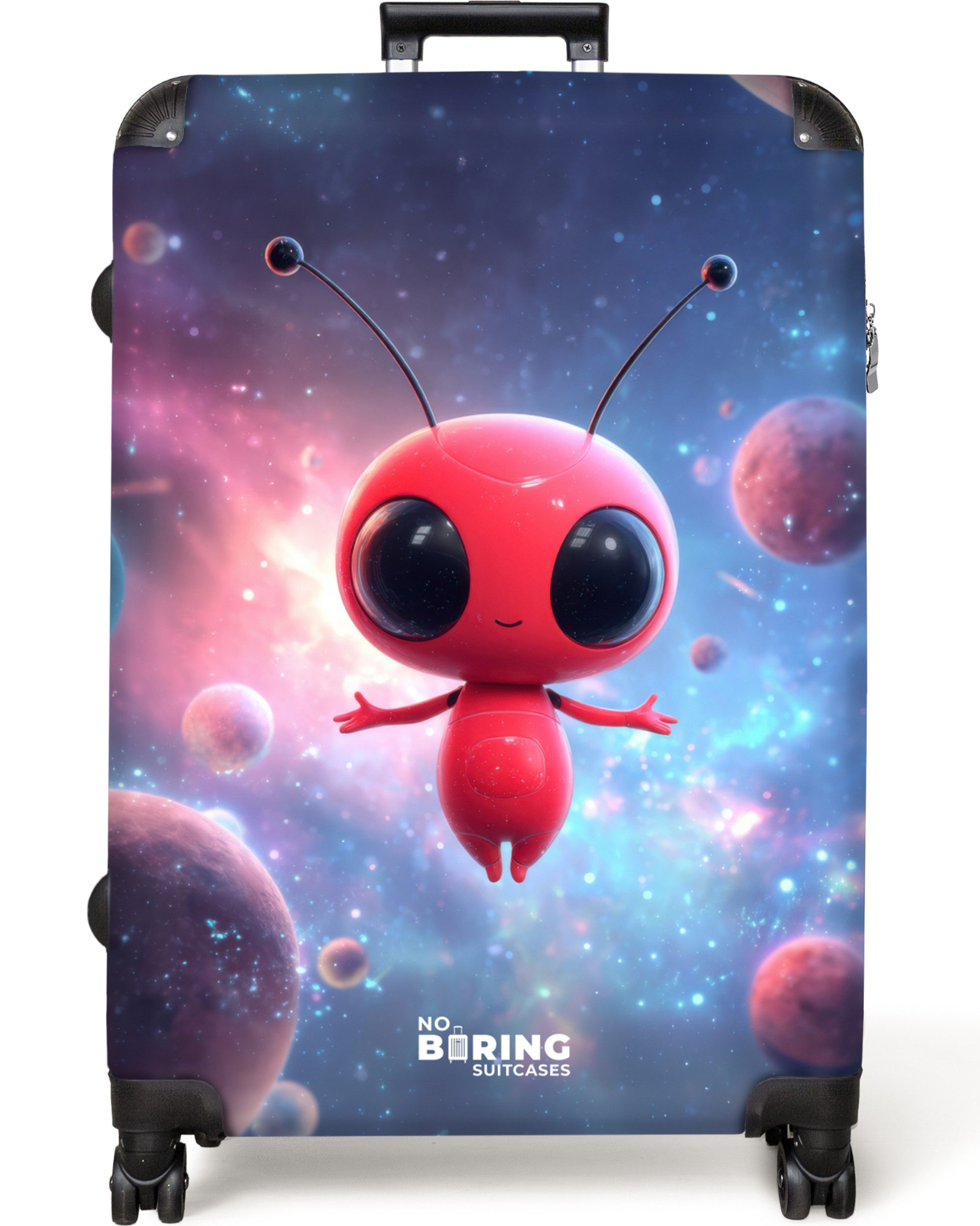 Kinderkoffer Rosa Alien unter den Planeten 77 cm - 98 L