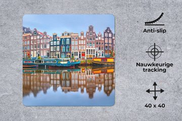 MuchoWow Gaming Mauspad Wasser - Boot - Amsterdam (1-St), Mousepad mit Rutschfester Unterseite, Gaming, 40x40 cm, XXL, Großes