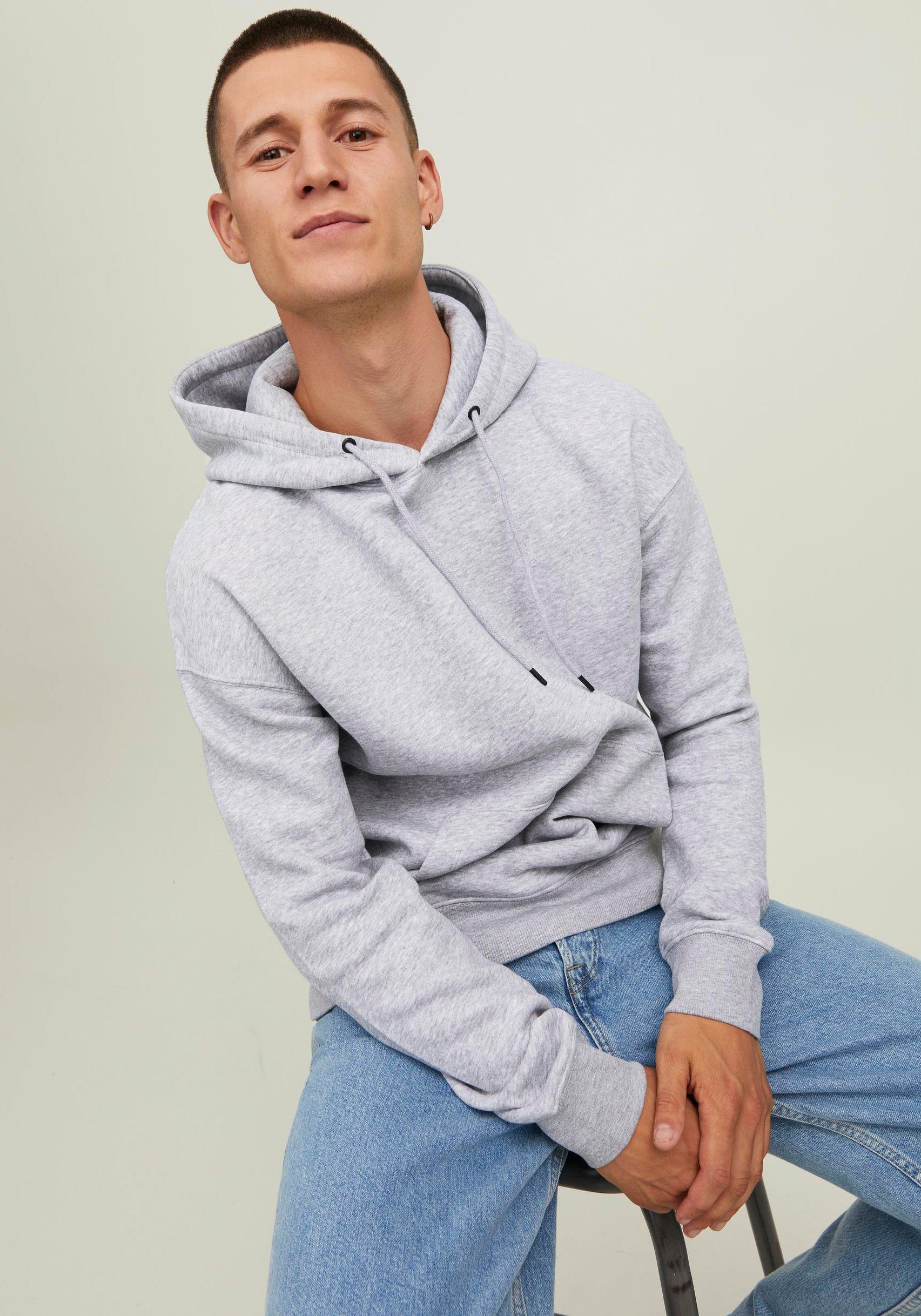 Jones HOOD meliert & BASIC Kapuzensweatshirt hellgrau SWEAT STAR Jack